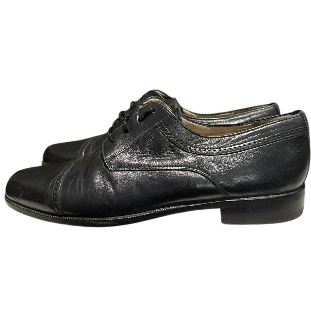 Bally Men’s Trino Black Leather Cap Toe Oxford Dress Shoe Italy Size 9 EEE - Picture 5 of 9